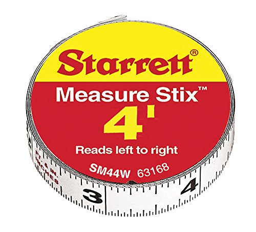 Starrett 63168 SM44W Steel Tape Measure with Adhesive Back, 1/2-Inch x 4