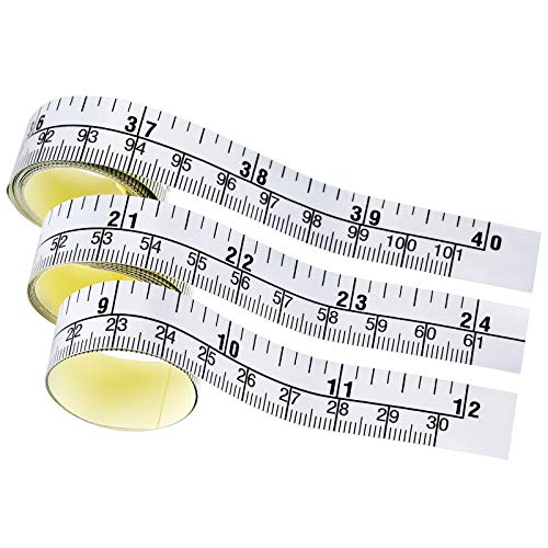 Self-Adhesive Measuring Tape Workbench Ruler Adhesive Backed Double Scale Stick Tape Measure for Work Woodworking, Saw, Drafting Table (3 Pieces,40 Inch, 24 Inch, 12 Inch)
