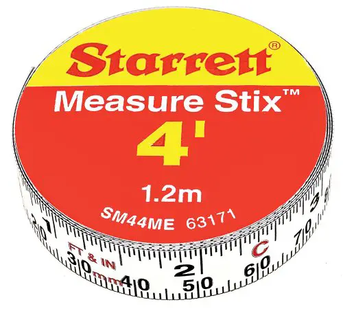 Starrett Measure Stix, SM44ME - Steel Measuring Tape Tool, 1/2” x 4’ with Permanent Adhesive Backing, Mount to Work Bench, Saw Table, Drafting Tables and More, Cut Down to Needed Size