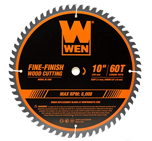 WEN BL1060 10-Inch 60-Tooth Fine-Finish Professional Woodworking Saw Blade for ...